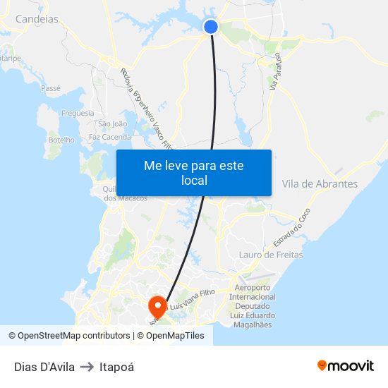 Dias D'Avila to Itapoá map