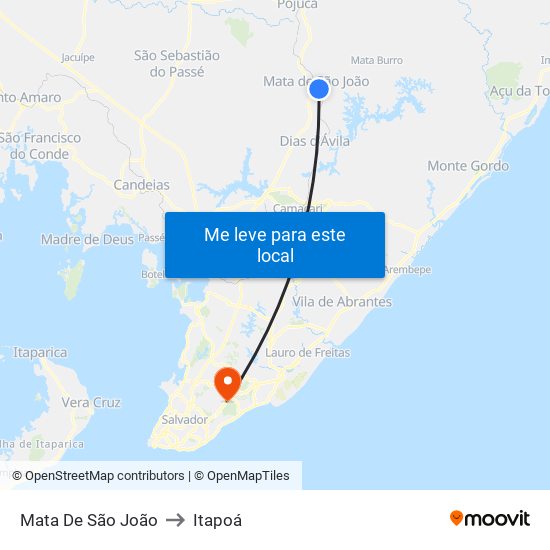Mata De São João to Itapoá map