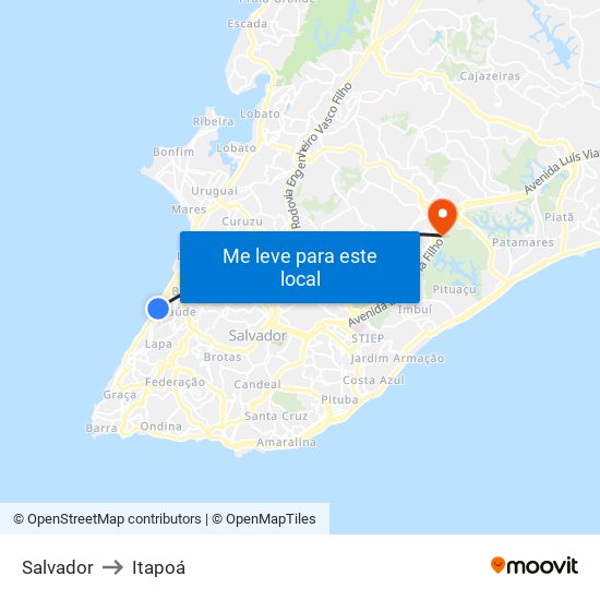 Salvador to Itapoá map
