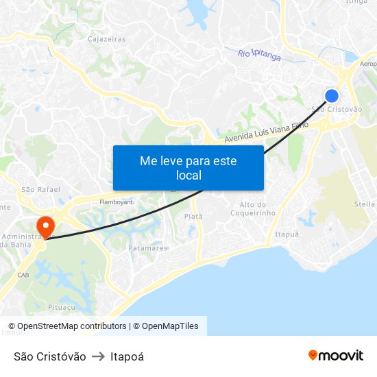 São Cristóvão to Itapoá map