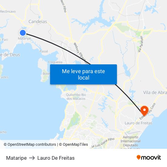 Mataripe to Lauro De Freitas map
