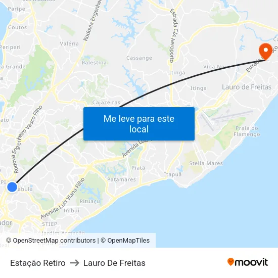 Estação Retiro to Lauro De Freitas map