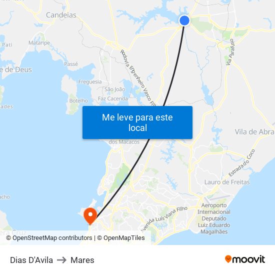 Dias D'Avila to Mares map