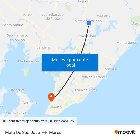 Mata De São João to Mares map