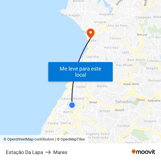Estação Da Lapa to Mares map