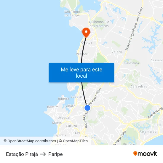 Estação Pirajá to Paripe map