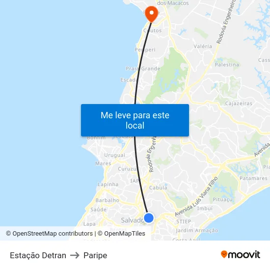 Estação Detran to Paripe map