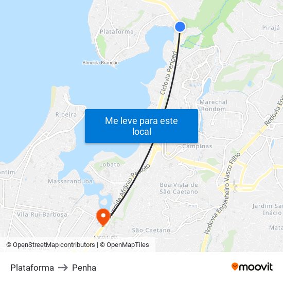 Plataforma to Penha map