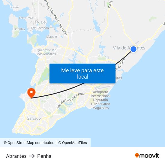 Abrantes to Penha map