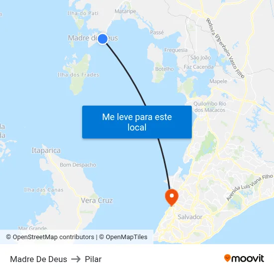 Madre De Deus to Pilar map