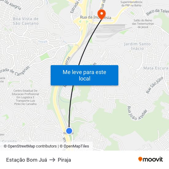 Estação Bom Juá to Piraja map