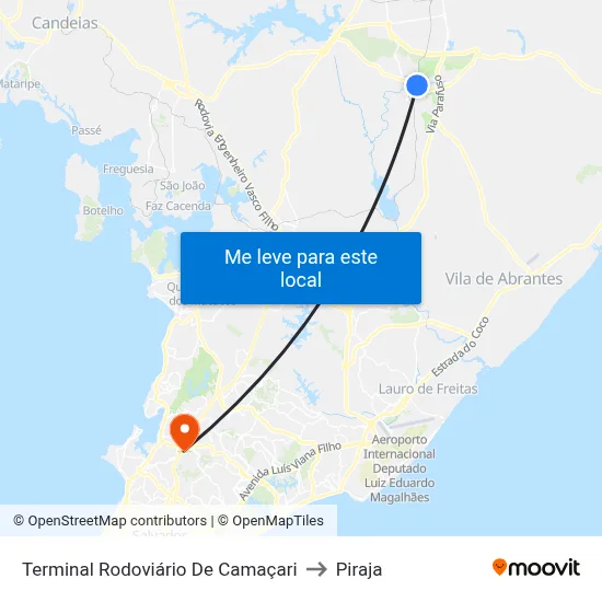 Terminal Rodoviário De Camaçari to Piraja map
