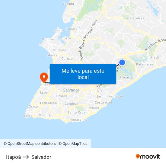 Itapoá to Salvador map