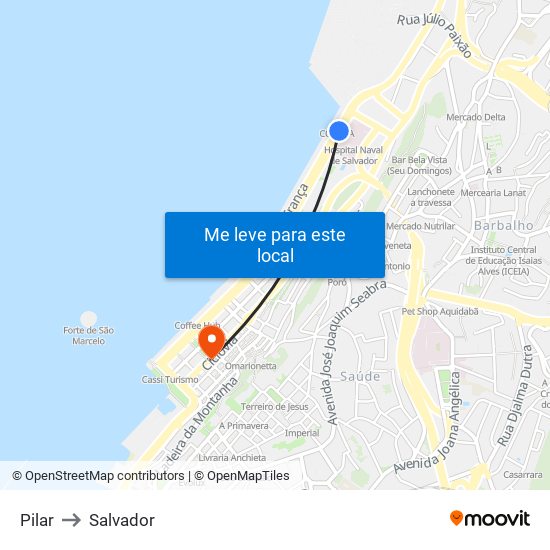 Pilar to Salvador map