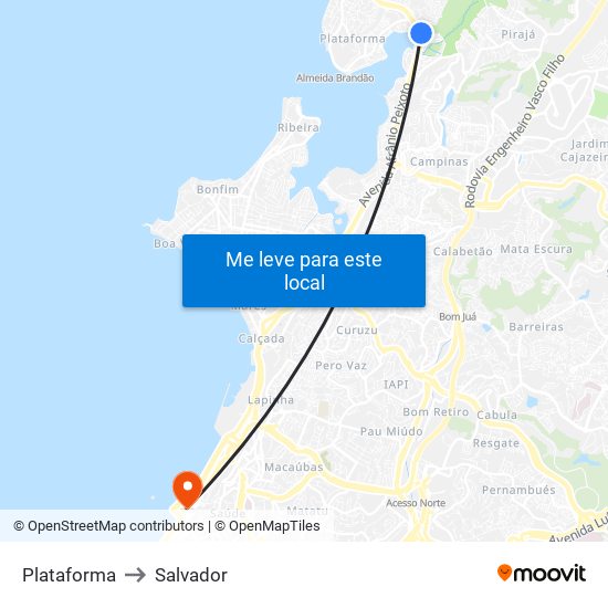 Plataforma to Salvador map