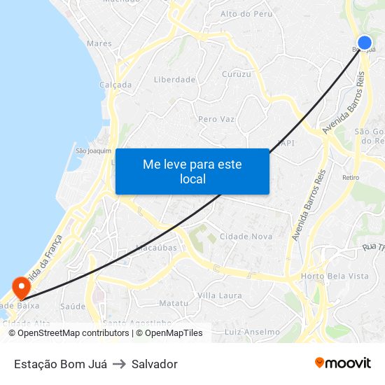 Estação Bom Juá to Salvador map