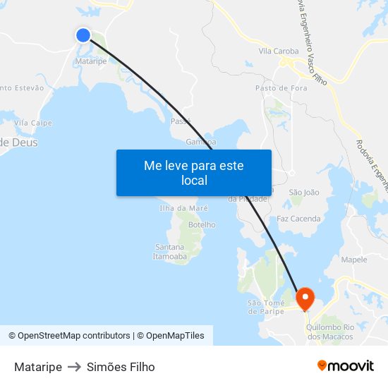 Mataripe to Simões Filho map