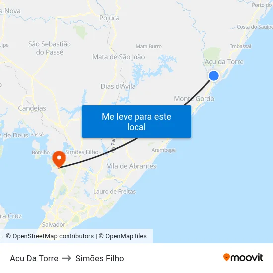 Acu Da Torre to Simões Filho map