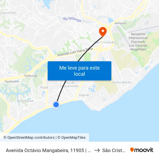 Avenida Octávio Mangabeira, 11905 | Atakarejo to São Cristóvão map