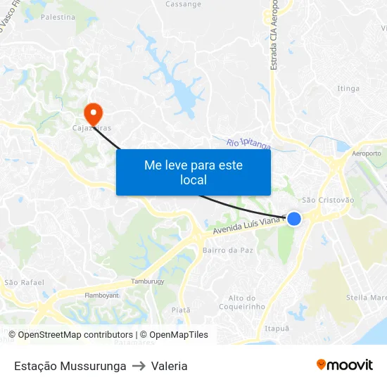 Estação Mussurunga to Valeria map