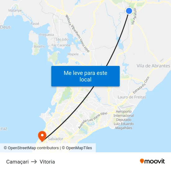Camaçari to Vitoria map