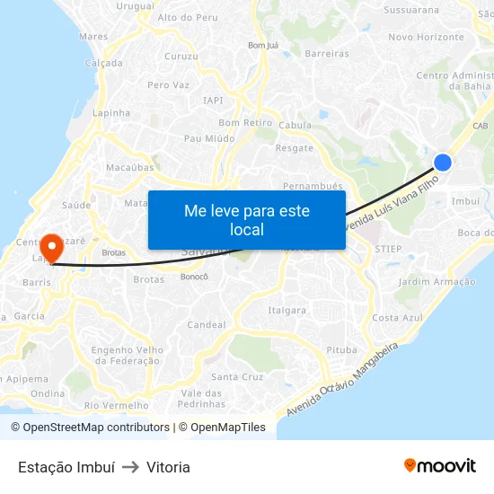 Estação Imbuí to Vitoria map