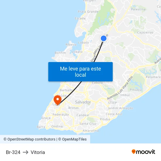 Br-324 to Vitoria map