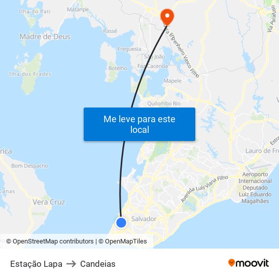 Estação Lapa to Candeias map