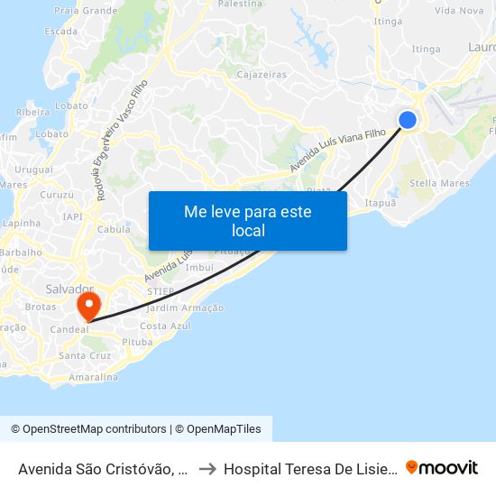 Avenida São Cristóvão, 14 to Hospital Teresa De Lisieux map