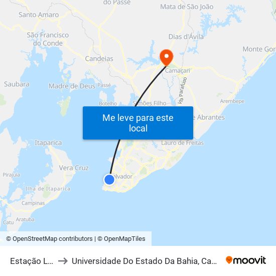 Estação Lapa to Universidade Do Estado Da Bahia, Campus XIX map