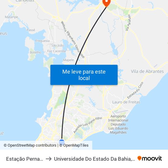 Estação Pernambués to Universidade Do Estado Da Bahia, Campus XIX map