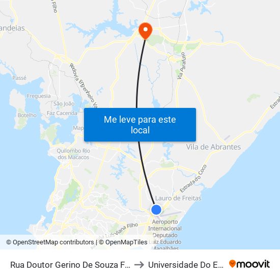 Rua Doutor Gerino De Souza Filho | Ponto Provisório - Terminal Aeroporto to Universidade Do Estado Da Bahia, Campus XIX map