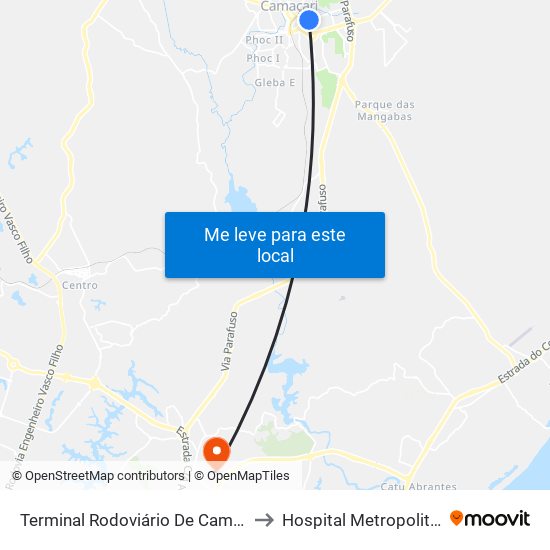 Terminal Rodoviário De Camaçari to Hospital Metropolitano map