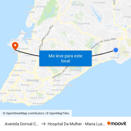 Avenida Dorival Caymmi, 1601 to Hospital Da Mulher - Maria Luzia Costa Dos Santos map