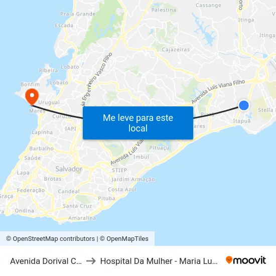 Avenida Dorival Caymmi, 1601 to Hospital Da Mulher - Maria Luzia Costa Dos Santos map