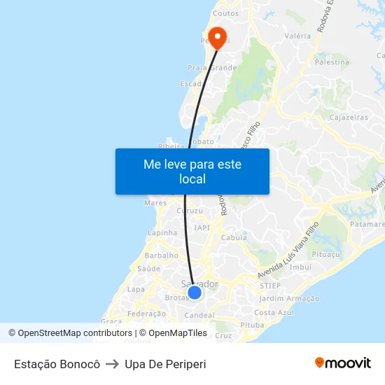 Estação Bonocô to Upa De Periperi map