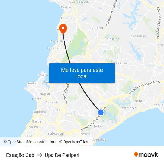 Estação Cab to Upa De Periperi map