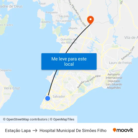 Estação Lapa to Hospital Municipal De Simões Filho map
