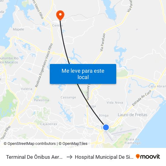 Terminal De Ônibus Aeroporto | Ida to Hospital Municipal De Simões Filho map