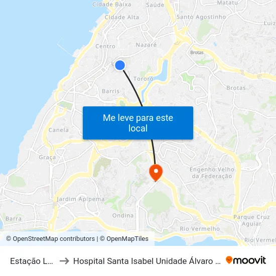 Estação Lapa to Hospital Santa Isabel Unidade Álvaro Lemos map