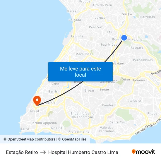 Estação Retiro to Hospital Humberto Castro Lima map