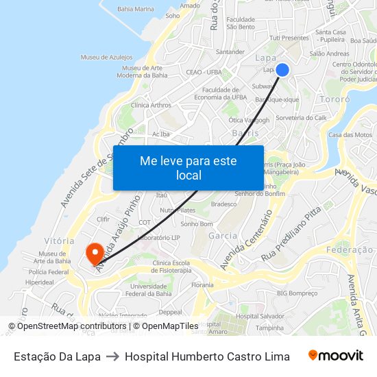 Estação Da Lapa to Hospital Humberto Castro Lima map