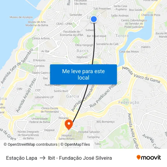 Estação Lapa to Ibit - Fundação José Silveira map