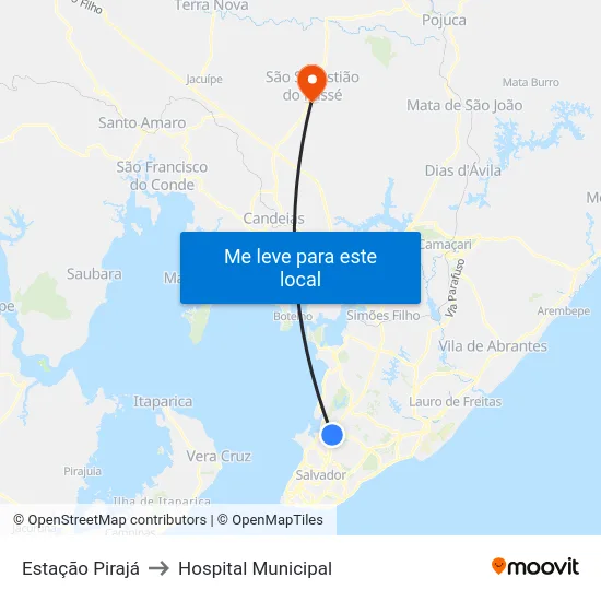 Estação Pirajá to Hospital Municipal map