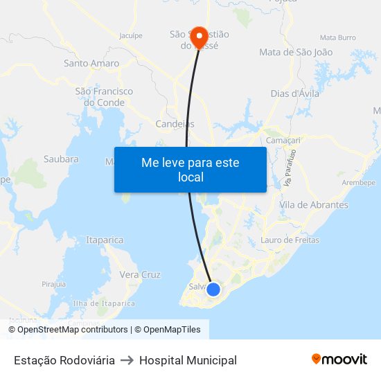 Estação Rodoviária to Hospital Municipal map
