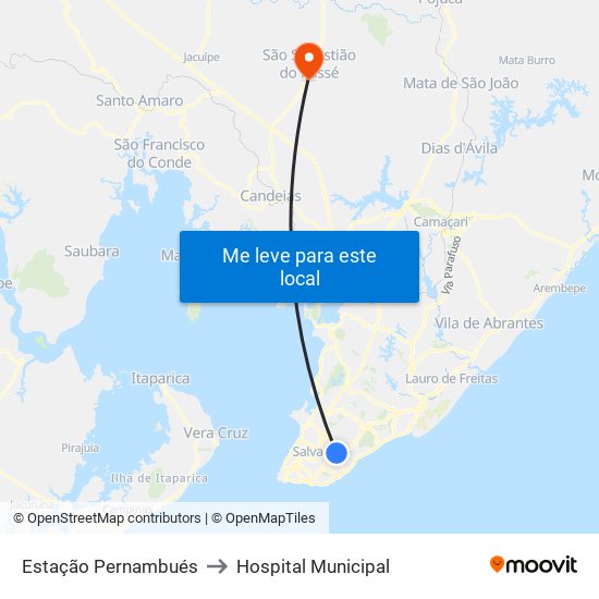 Estação Pernambués to Hospital Municipal map