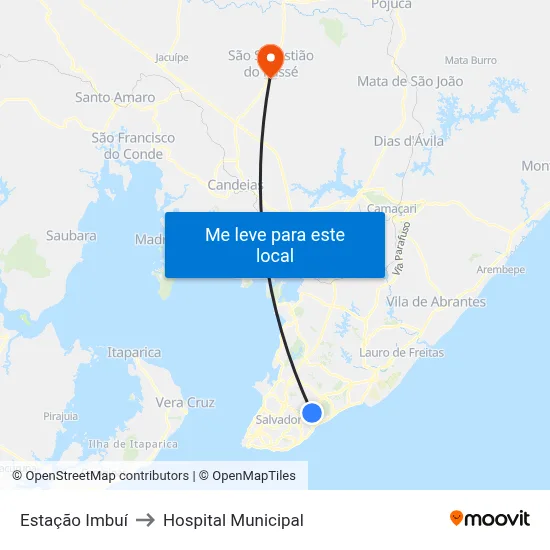 Estação Imbuí to Hospital Municipal map