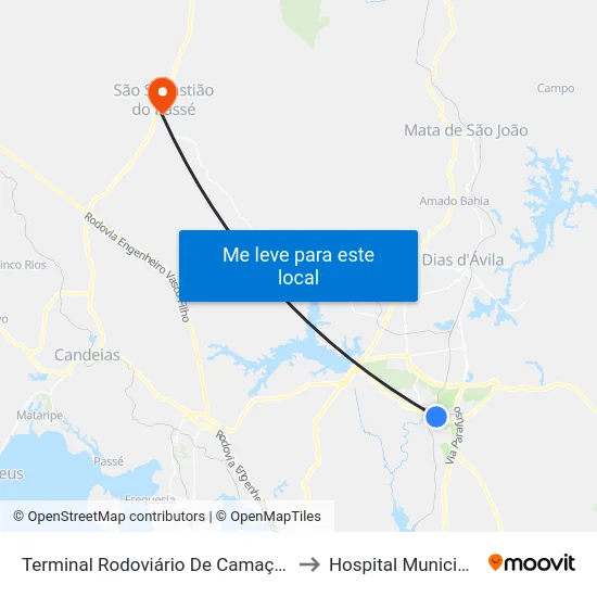 Terminal Rodoviário De Camaçari to Hospital Municipal map