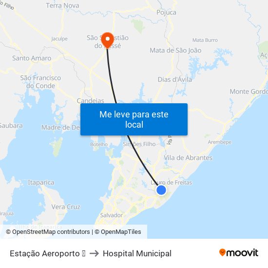 Estação Aeroporto ✈ to Hospital Municipal map