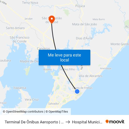 Terminal De Ônibus Aeroporto | Ida to Hospital Municipal map